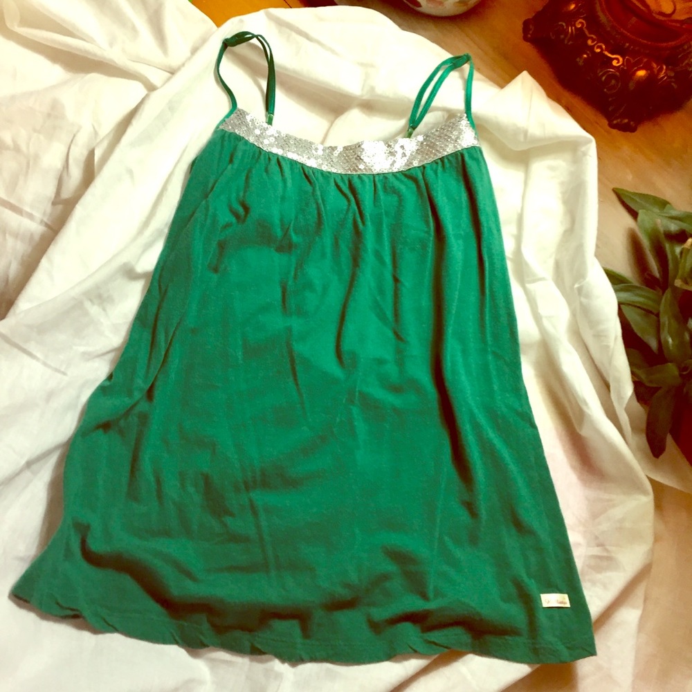 Hollister Holiday Sequined Green Tank Top